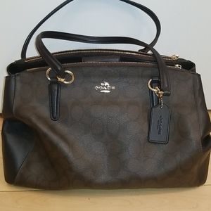 Coach Signature Canvas Black/Brown Satchel Tote